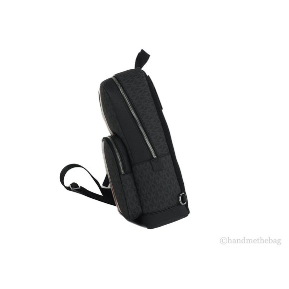 NWT Michael Kors Men's Cooper Med Backpack Black Signature Red Stripe Sling Pack - Picture 6 of 10